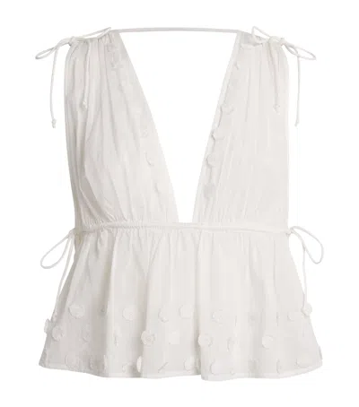 Ulla Johnson Plunge-neck Anya Top In White