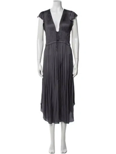 Pre-owned Ulla Johnson Plunge Neckline Long Dress In Gray