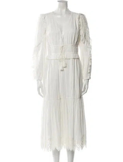Pre-owned Ulla Johnson Plunge Neckline Long Dress In White