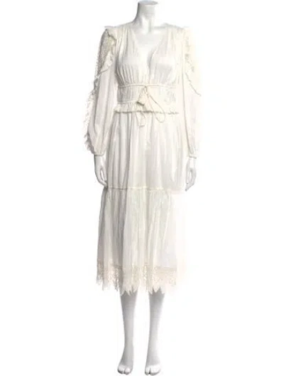 Pre-owned Ulla Johnson Plunge Neckline Long Dress In White