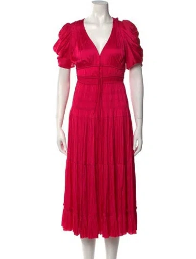 Pre-owned Ulla Johnson Plunge Neckline Midi Length Dress In Pink