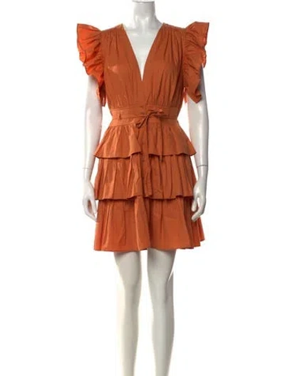 Pre-owned Ulla Johnson Plunge Neckline Mini Dress In Orange