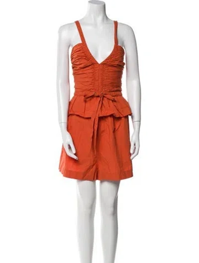 Pre-owned Ulla Johnson Plunge Neckline Romper In Orange