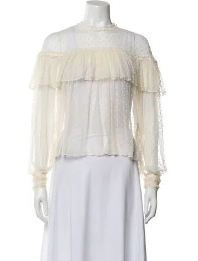 Pre-owned Ulla Johnson Polka Dot Print Crew Neck Blouse In Neutral