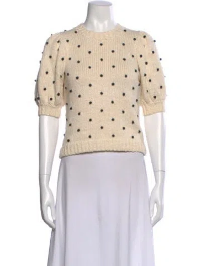 Pre-owned Ulla Johnson Polka Dot Print Crew Neck Top In Neutral