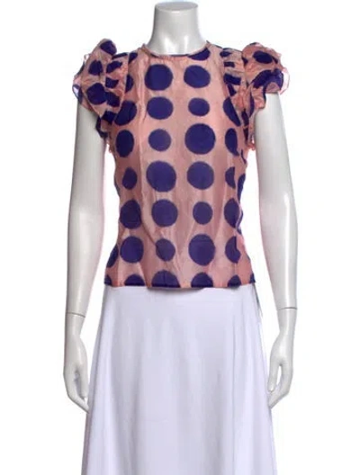 Pre-owned Ulla Johnson Polka Dot Print Crew Neck Top In Pink