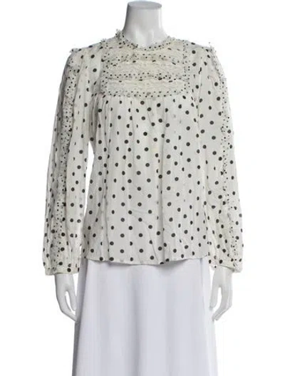 Pre-owned Ulla Johnson Polka Dot Print Long Sleeve Blouse In Multi