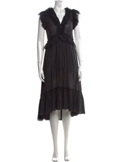 Pre-owned Ulla Johnson Polka Dot Print Midi Length Dress In Black
