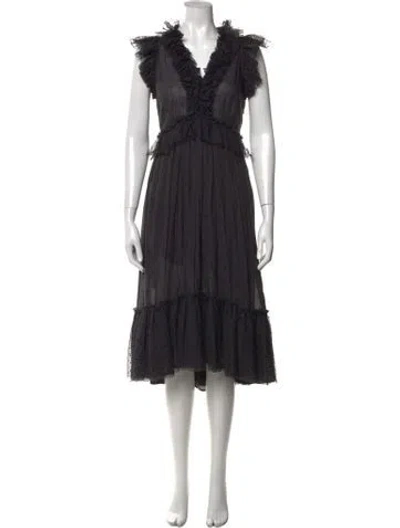 Pre-owned Ulla Johnson Polka Dot Print Midi Length Dress In Black