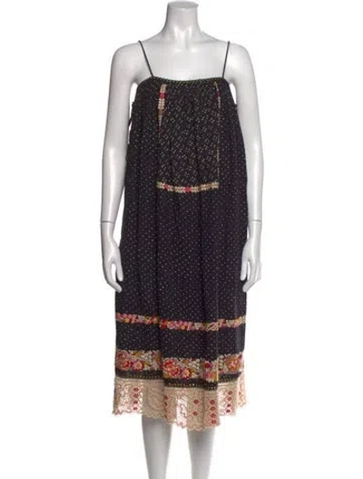 Pre-owned Ulla Johnson Polka Dot Print Midi Length Dress In Blue