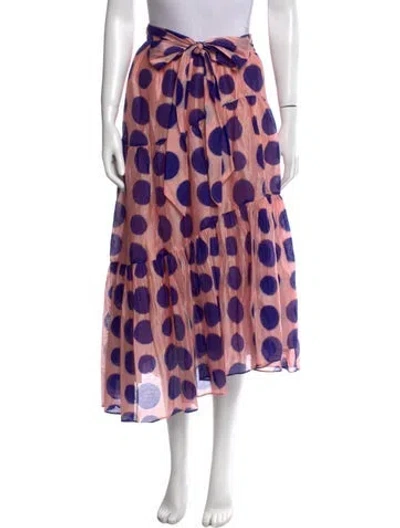 Pre-owned Ulla Johnson Polka Dot Print Midi Length Skirt In Pink