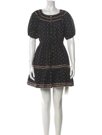 Pre-owned Ulla Johnson Polka Dot Print Mini Dress In Black