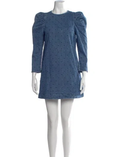 Pre-owned Ulla Johnson Polka Dot Print Mini Dress In Blue