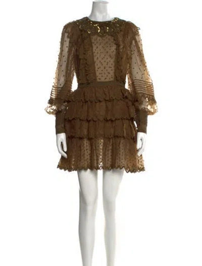 Pre-owned Ulla Johnson Polka Dot Print Mini Dress In Brown