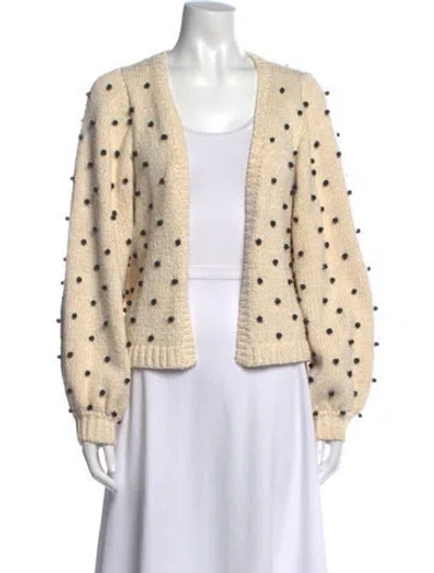 Pre-owned Ulla Johnson Polka Dot Print Open Front Sweater In Black