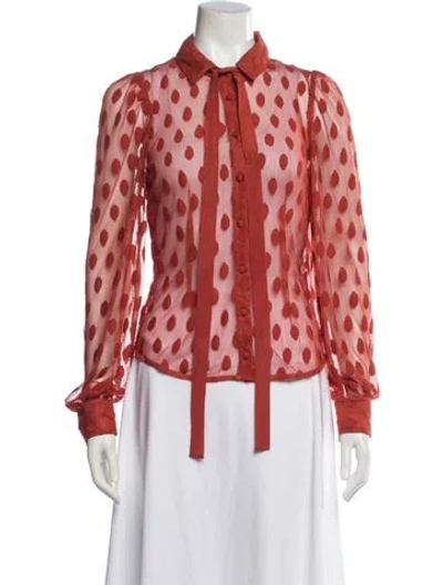 Pre-owned Ulla Johnson Polka Dot Print Top In Orange