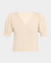Ulla Johnson Polline Cashmere Frilled Puff-sleeve Sweater In Multi