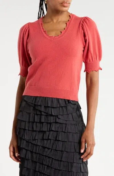 Ulla Johnson Polline Scalloped Cashmere Sweater In Coral
