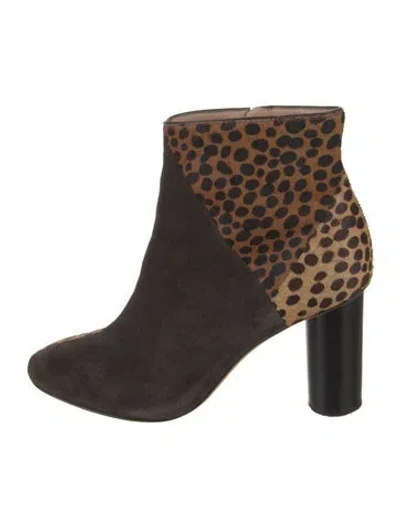 Pre-owned Ulla Johnson Ponyhair Animal Print Boots In Brown