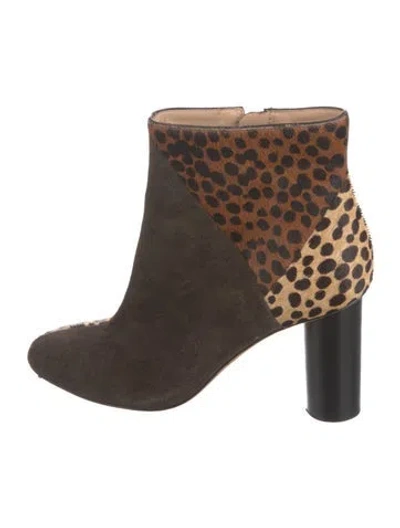 Pre-owned Ulla Johnson Ponyhair Animal Print Boots In Brown