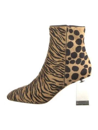Pre-owned Ulla Johnson Ponyhair Animal Print Boots In Multi