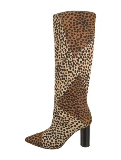 Pre-owned Ulla Johnson Ponyhair Animal Print Boots In Neutral