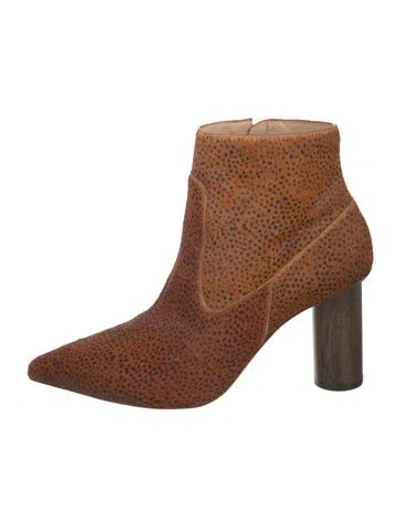 Pre-owned Ulla Johnson Ponyhair Animal Print Boots In Neutrals