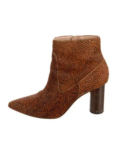 Pre-owned Ulla Johnson Ponyhair Animal Print Boots In Orange