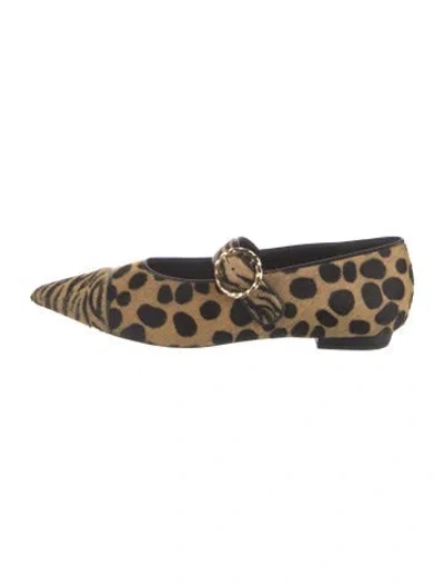 Pre-owned Ulla Johnson Ponyhair Animal Print Mary Jane Flats
