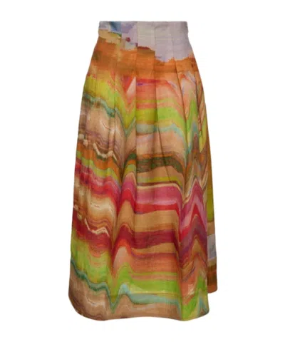 Ulla Johnson X Helen Frankenthaler Inez Satin Pencil Skirt In Multi