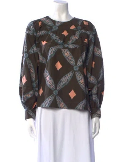 Pre-owned Ulla Johnson Printed Bateau Neckline Blouse In Multi
