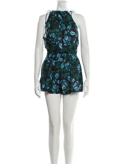 Pre-owned Ulla Johnson Printed Bateau Neckline Romper In Multi