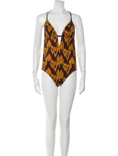 Pre-owned Ulla Johnson Printed Beaded Accents One-piece W/ Tags In White