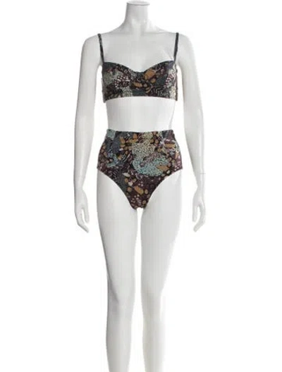 Pre-owned Ulla Johnson Printed Bikini In Blue