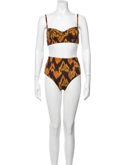 Pre-owned Ulla Johnson Printed Bikini W/ Tags In Yellow