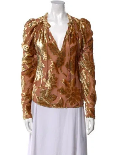 Pre-owned Ulla Johnson Printed Cowl Neck Blouse