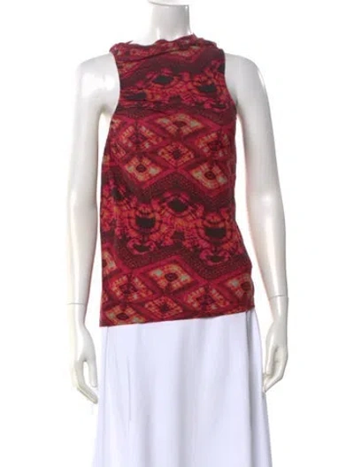 Pre-owned Ulla Johnson Printed Cowl Neck Top In Multi