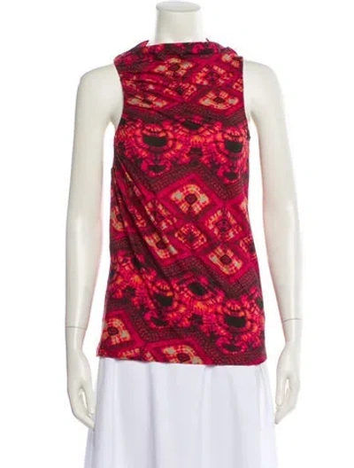 Pre-owned Ulla Johnson Printed Cowl Neck Top In Red