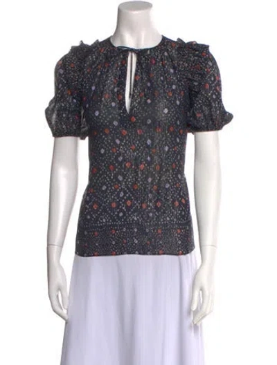 Pre-owned Ulla Johnson Printed Crew Neck Blouse