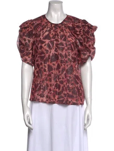 Pre-owned Ulla Johnson Printed Crew Neck Blouse