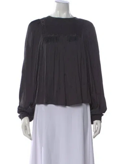 Pre-owned Ulla Johnson Printed Crew Neck Blouse In Black