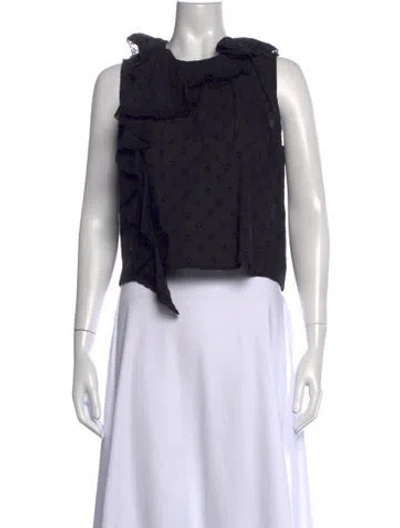 Pre-owned Ulla Johnson Printed Crew Neck Blouse In Black