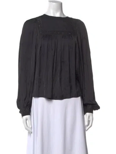 Pre-owned Ulla Johnson Printed Crew Neck Blouse In Black