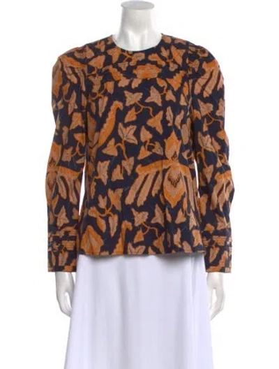Pre-owned Ulla Johnson Printed Crew Neck Blouse In Multi