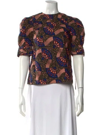 Pre-owned Ulla Johnson Printed Crew Neck Blouse In Multi