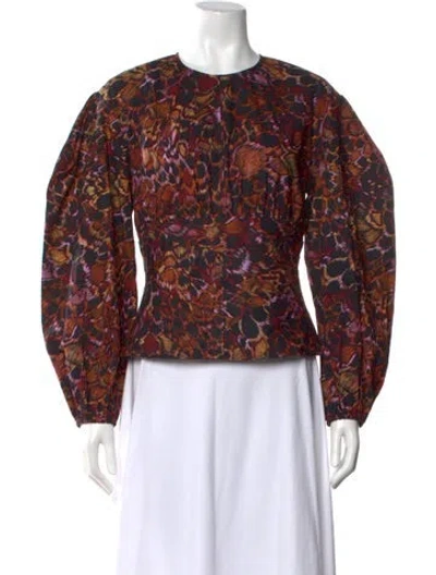 Pre-owned Ulla Johnson Printed Crew Neck Blouse In Multi