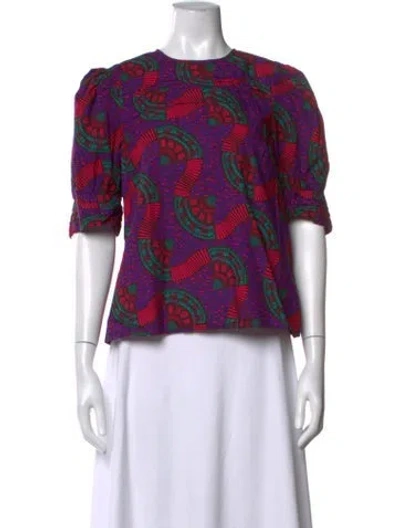 Pre-owned Ulla Johnson Printed Crew Neck Blouse In Multicolor