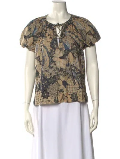 Pre-owned Ulla Johnson Printed Crew Neck Blouse In Neutral