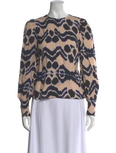 Pre-owned Ulla Johnson Printed Crew Neck Blouse In Neutral