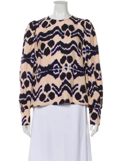 Pre-owned Ulla Johnson Printed Crew Neck Blouse In Neutral